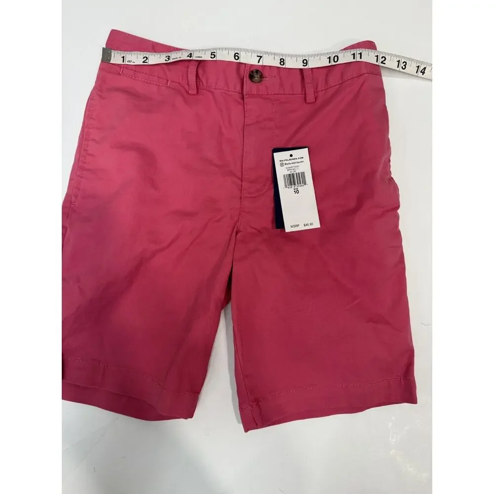 NWOT Polo Ralph Lauren Stretch Chino Shorts Pink Boys Size 10 Preppy Golf Luxury